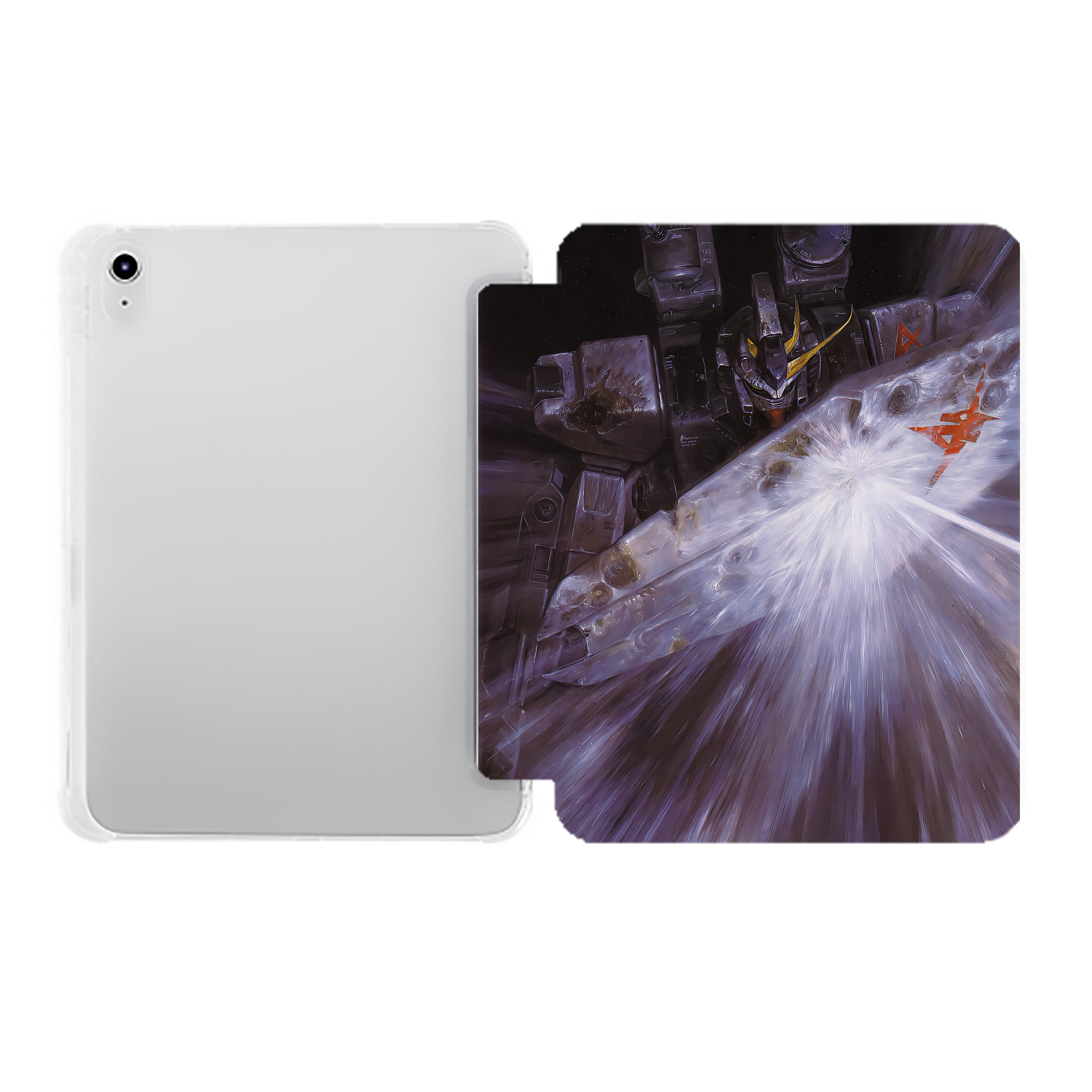 （画像用） 機動戦士ガンダム Mobile Suit Gundam IPad ケース ペン収納付き 三つ折りスタンド PUレザー×シリコン 対応機種9.5/10.5/10.9インチ